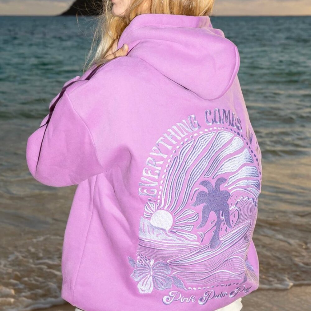 Pink Palm Puff Womens/Kids hoodie, Acai